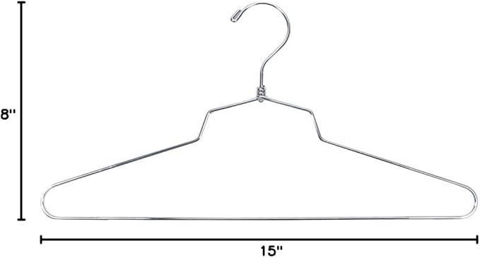 NAHANCO Metal Shirt Hanger, 14" Chrome-Plated, Standard Hook (Pack of 100)