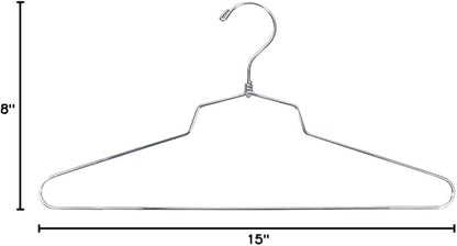 NAHANCO Metal Shirt Hanger, 14" Chrome-Plated, Standard Hook (Pack of 100)