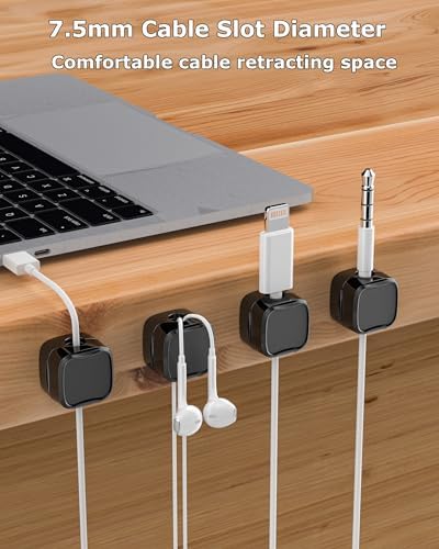 Magnetic Cable Clips, Adjustable Cord Holder Management, Adhesive Wire Keeper Organizer for Home Office Desk Phone PC Car Wall Desktop Nightstand Appliance (9-Pack Black) - Image 2