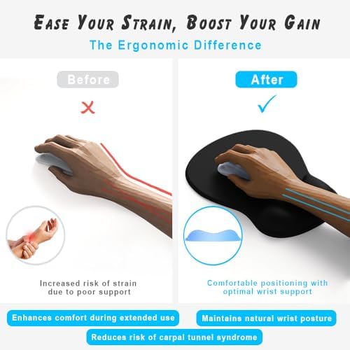 ErgoComfort Gel Wrist Rest Mouse Pad-Ergonomic Office Mousepad with Wrist Support-Non-Slip, Design Desk Accessories Mat for Home&Game Decor (04Graphite Glide) - Image 3