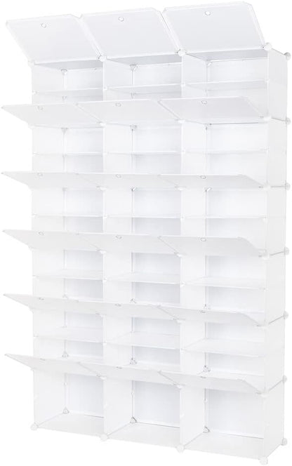 amopacorp White 12-Tier Shoe Rack Stores Up to 72 Pairs Heels Boots Slippers Organizer 36 Grids Tower Shelf Storage Cabinet Stand Expandable for Entryway Bedroom Closet Hallway