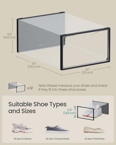 SONGMICS Shoe Boxes, Stackable Sneaker Containers for Closet, 12 Pack - Image 2
