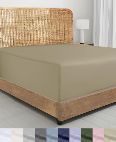California Design Den 100% Organic Cotton King Fitted Sheets, Soft Taupe by CaliforniaDesignDen