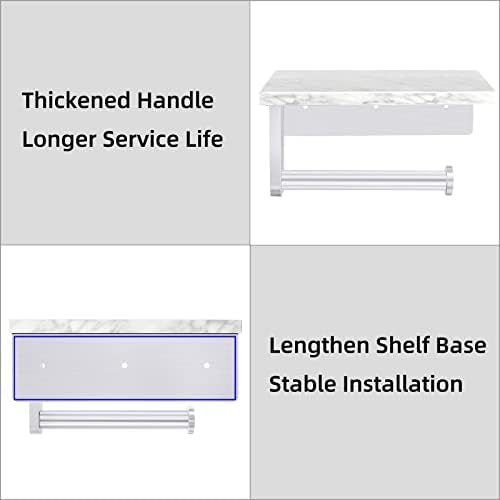 Gypie Toilet Paper Holder with Marble Shelf, Wall Mounted Brushed Nickel - Image 5