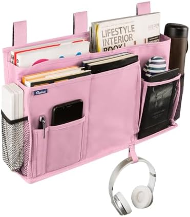 Surblue Caddy Hanging Organizer Bedside Storage Bag for Bunk and Hospital Beds, Pink, L - Image 2