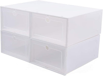 Foldable Shoe Box, 20/24Pcs Stackable Plastic Clear Shoe Storage Box,Storage Bins Shoe Container Home Organizer Rack Stack (24Pcs)