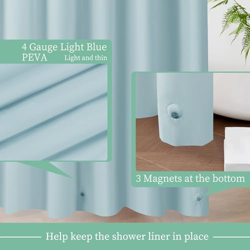 Mrs Awesome Light Blue Shower Curtain Liner with 3 Magnets, 72x72 - Image 3