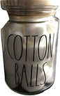 Rae Dunn By Magenta COTTON BALLS Glass LL Bathroom Vanity Organizer Apothecary Jar With 60 Cotton Balls 2020 Limited Edition 5.5" Tall