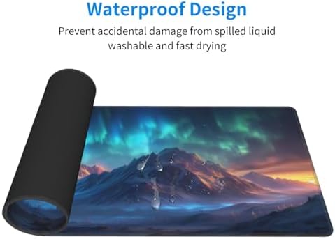 Gaming Mouse Pad Desk Pad,Extended Big Mouse Pad,31.5x11.8 Inch Long Computer Keyboard Mouse Mat Mousepad with 3mm Non-Slip Base and Stitched Edge for Gaming and Office… (Aurora) - Image 4