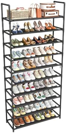 Simple Trending Tall Shoe Rack Storage Holds 40 Pairs, 10 Tier Shoe Organizer Shelf Large Capacity for Entryway Closet, Black by SimpleTrending