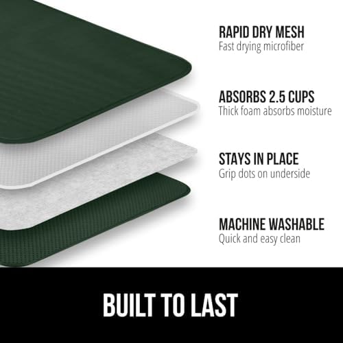 GORILLA GRIP Ultra Absorbent Microfiber Dish Drying Mat, 18x24, Green - Image 2