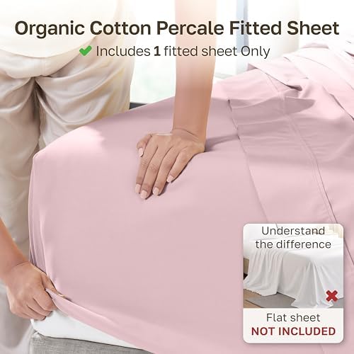 California Design Den 100% Organic Cotton Twin Fitted Sheets, Pink - Image 2
