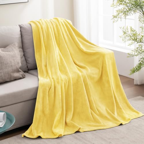 BEDELITE Fleece Blanket Soft Plush Twin Size Blanket Light Yellow 60"x80" - Image 6