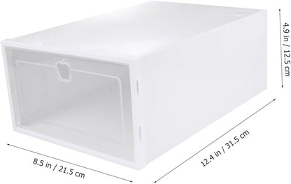 Healifty 6-Piece Thick Shoe Storage Boxes Drawer-Type Organizer for High Heels Sneakers and Boots Plastic Stackable Shoe Case for Closet and Entryway