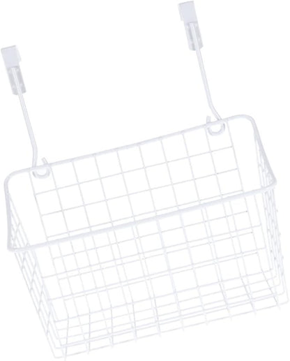 Wakauto Cabinet Storage Basket Hanging Organizer Rack Over Door Rust White Storage Holder with Ventilated Design for Kitchen Bathroom Office Easy Install Needed