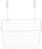 Sosoport White Hanging Storage Basket Over Cabinet Door Organizer Rack for Kitchen Bathroom Office Rust Ventilated Door Basket Easy Install Needed