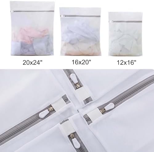 Mesh Laundry Bags for Washing Machine, Fine Mesh Delicates Bags 3 Pack Travel Storage Organize Bag for Clothes, Zippered Garment Wash Bag (XL L M - Image 2