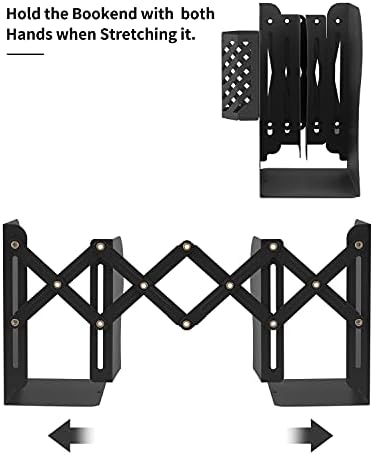 MSDADA Adjustable Bookends, Book Ends for Heavy Books, Expandable Book Organizer with Pen Holder for Desk, Shelf, Office,School, Thanksgiving for Students and Teachers (Black) - Image 3