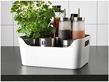Pantry Organization And Storage Baskets, Open Storage Box Under Sink Organizers,Kitchen Cabinet and Pantry Storage Organizer Bin - two cut-out handles that make 9.4 x 6.7 x 4.3 Inches (White) - Image 6