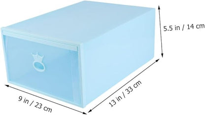 Garneck Thickened Transparent Plastic Shoe Storage Box Drawer-type Organizer with Blue Frame Dustproof Stackable Case for Men and Women Sneakers and Boots