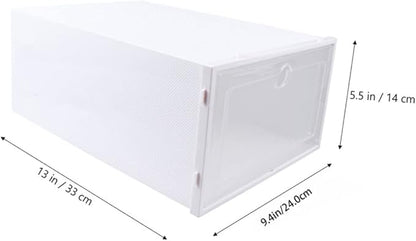 6pcs Transparent Stackable Shoes Boxes Plastic Drawer Type Shoe Storage Containers with Reinforced Design for Closet Entryway Organizers