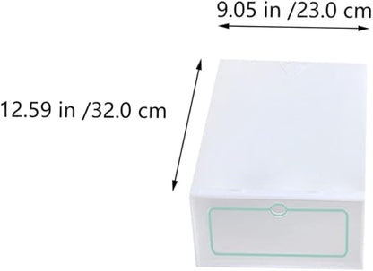Outanaya 12pcs Thickened Transparent Stackable Plastic Shoe Storage Boxes White Shoe Organizer for Closet Entryway under Bed Use