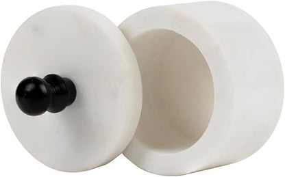 Handmade Marble Box with Metal Knob 3x3x3 - Marble Salt Cellar with Lid, Salt and Pepper Containers