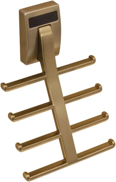 TAG Hardware Premium Space Saving Eight Tie Storage Hook Cleat Mount Organizer Rack for Home and Business (MATT Gold)
