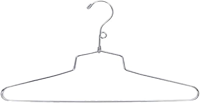 NAHANCO Metal Shirt Hangers - 18" Chrome-Plated, Loop Hook (Pack of 100)
