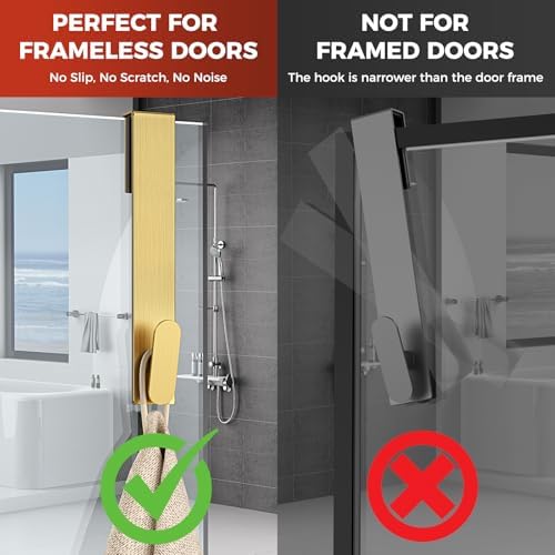 Shower Door Hooks 8 Inch,Extended Heavy Duty Shower Hooks for Towels,Over the Towel Hooks for Bathroom Frameless Glass Door (Gold,2 Pack) - Image 5