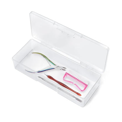 Transparent Box Storage Case for Nail Art Equipment Manicure Tool Organzing Pedicure Tool Empty Plastic Box (White)