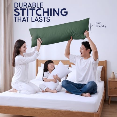 DOWNCOOL Large Body Pillow Insert- Breathable Full Body Pillow for Side Sleeper - Soft Long Bed Pillow for Adults - 20 x 54 inch (Green) - Image 6