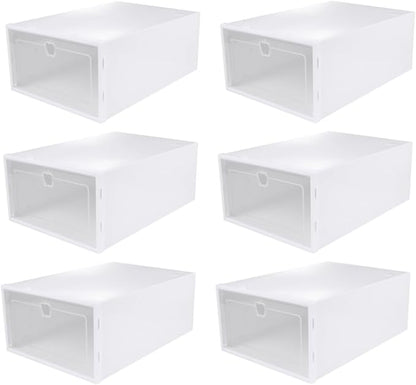 Alipis 6pcs Stackable Shoe Storage Box Drawer Type Organizer for High Heels Sneakers Slippers and Boots Multi-purpose Footwear Container for Entryway and Closet