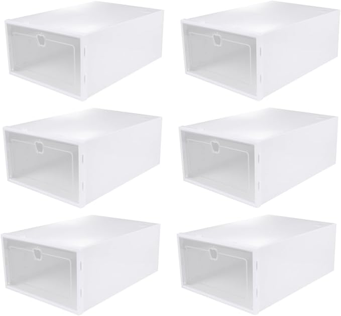 iplusmile 6pcs Transparent Shoe Boxes Thickened Drawer Type Organizer for Closet Dust Plastic Storage for High Heels Sneakers Boots Stackable Multi Functional Shoe Container with Random