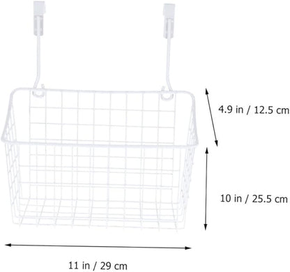 Over Door Hanging Storage Rack White Organizer for Kitchen Bathroom and Office Space Saving Basket for Cabinets Easy to Install Ventilated Design