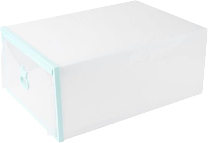 Drawer-style Shoes Box 33x23x14cm Thick Plastic Shoe Organizer with Colored Frame Stackable Portable Storage Container for Men and Women Easy Assembly for Closet and Entryway