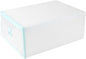 Drawer-style Shoes Box 33x23x14cm Thick Plastic Shoe Organizer with Colored Frame Stackable Portable Storage Container for Men and Women Easy Assembly for Closet and Entryway