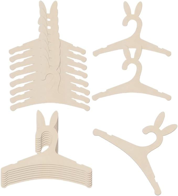 20 Pack Wooden Kids Hangers 9Inch Childrens Clothes Hangers Cute Non Slip Wood Baby Toddler Hangers DIY Wooden Baby Hangers for Closet, for Baby Toddler Kids Clothes & Pants (Rabbit Ear)