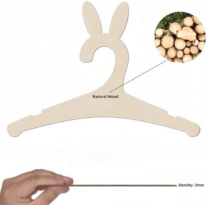 20 Pack Wooden Kids Hangers 9Inch Childrens Clothes Hangers Cute Non Slip Wood Baby Toddler Hangers DIY Wooden Baby Hangers for Closet, for Baby Toddler Kids Clothes & Pants (Rabbit Ear)
