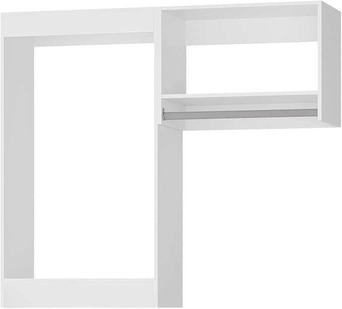 Modular Closet System, 49" Wide Closet Organizer System with Hanging, Wood Tower Closet Storage for Walk In Closets, Wall Mounted Wardrobe Organizer Kit System, Bedroom, White