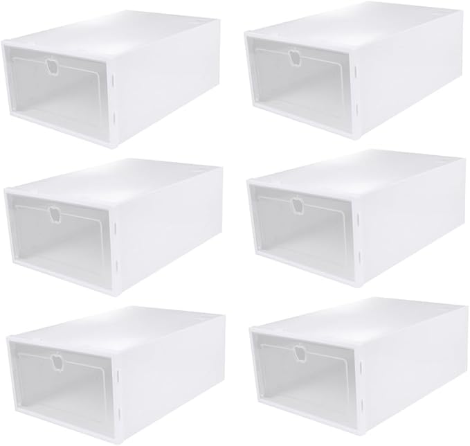 6pcs Stackable Transparent Shoe Organizer Boxes Plastic Storage Bins for Sneakers High Heels Boots PP Material Scratch Resistant Shoe Container for Space Saving