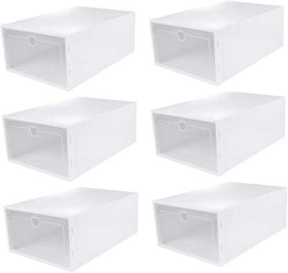 6pcs Stackable Transparent Shoe Organizer Boxes Plastic Storage Bins for Sneakers High Heels Boots PP Material Scratch Resistant Shoe Container for Space Saving