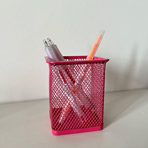 Metal Mesh Pen Holder Pink Pencil Cup Holder Pen Organizer for Desk Office and School (1 x, Pink) - Image 5