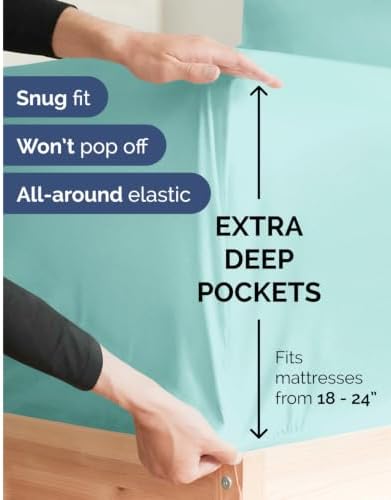 CGK Extra Deep Flex Top Split Head King Fitted Sheet Only - Spa Blue - Image 2