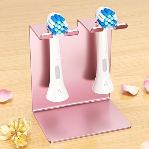 Electric Toothbrush Head Holder, Tooth Brushing Holder, Wall Mounted Toothbrush Holders Shower Bathroom, Self Adhesive or Desktop Tooth Brush Holder Organiser (Rose Gold, Small) by WAYASI