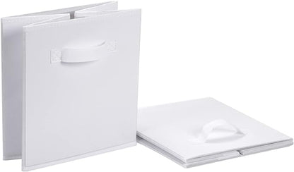 Amazon Basics Collapsible Fabric Storage Cubes Organizer with Handles,Sturdy,White,10.5-x-10.5-x-11-inch,6 Count (Pack of 5)