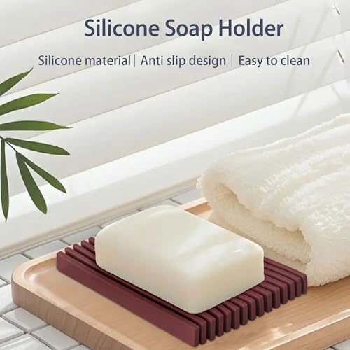 Aoheuo Modern Minimalist Soap Dish (2Pack),Drainage Silicone Soap Holder,5.5 Long by 3.15 Wide,0.55 inches high,Used for Kitchen,Bathroom,and Bar Sink(Red,Blue) - Image 4