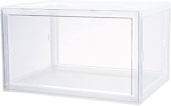 Shoe Boxes Clear Plastic Stackable, Harder Shoe Storage Boxes with Lids, Powerful Load-Bearing, Space Saving and Easy Assembly for Kids Men Women (Transparent)