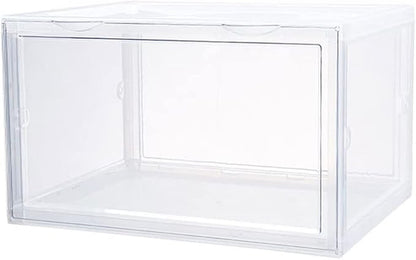 Shoe Boxes Clear Plastic Stackable, Harder Shoe Storage Boxes with Lids, Powerful Load-Bearing, Space Saving and Easy Assembly for Kids Men Women (Transparent)