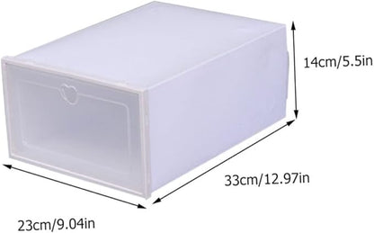 Levemolo Thickened Plastic Shoe Storage Box Set of 4 Large Clamshell Dustproof Drawer-Type Organizer for Closet Bed Shoe Boxes